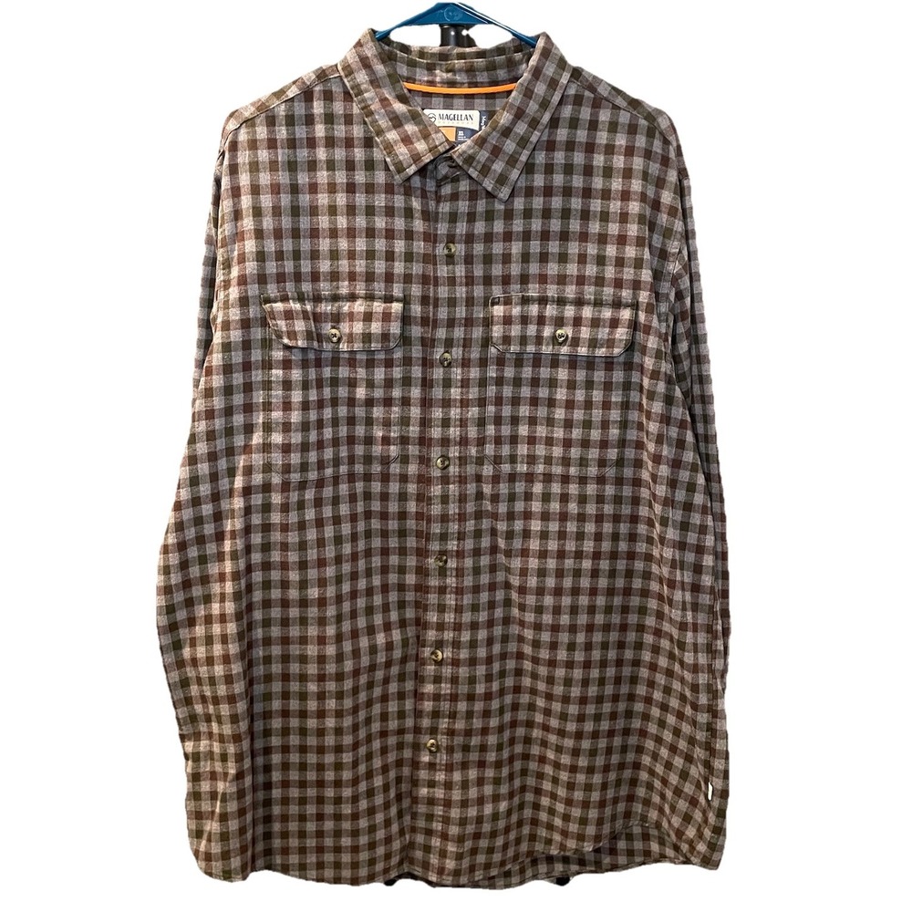 Magellan Mens XL Plaid Flannel Shirt Long Sleeve Button Down Hunt Gear Loose Fit